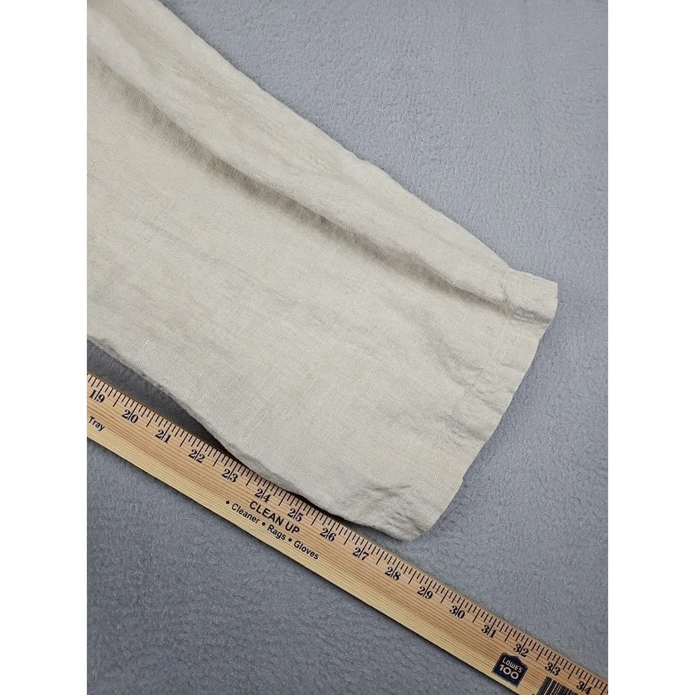 VTG Banana Republic 100% Linen Wide Leg High Waist Pants Size 12 31x28 Beige Y2K